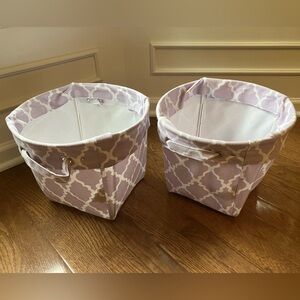 2-pack Pottery Barn Kids light purple patterned fabric storage bins